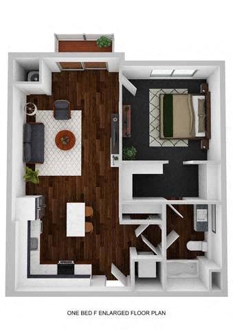 Haiku 1 Bed 1 Bath Floor Plan at The Aurilla, Minnesota, 55016